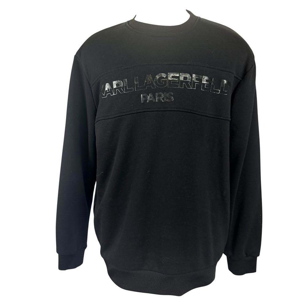 Karl Lagerfeld Paris Sweatshirt‎ Black Quiet Luxury Pullover Minimalist Mens XL